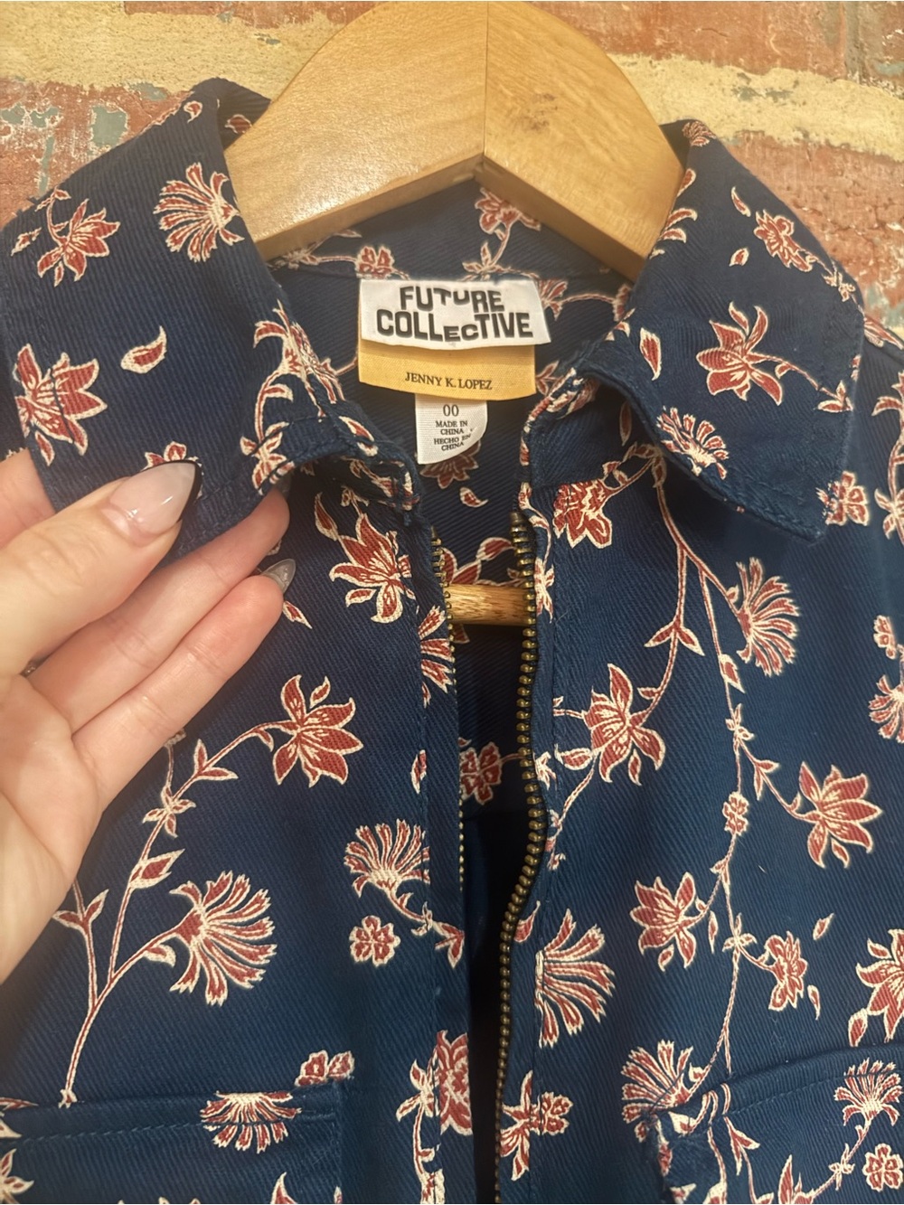Jumpsuit w/ Pockets - Women's Navy Floral Jumpsuit with Drawstring Waist